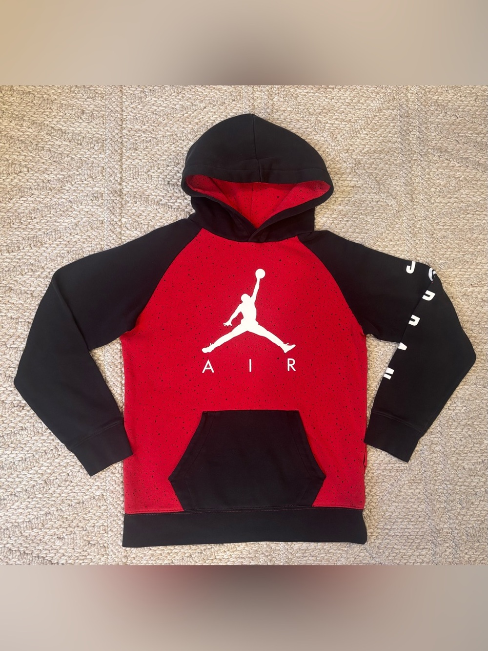 Jordan Boys Hoodie Jumpman Air Pullover Hoodie Sweatshirt Red Black XL 13-15 yr